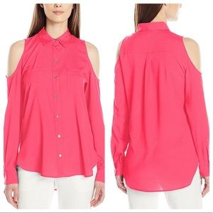 Calvin Klein Cold Shoulder Button Up Shirt
